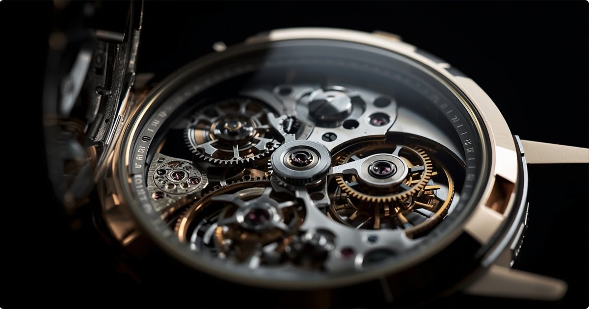 The exposed movement of a mechanical watch - an intricate system of interdependent parts that either runs precisely or does not run at all